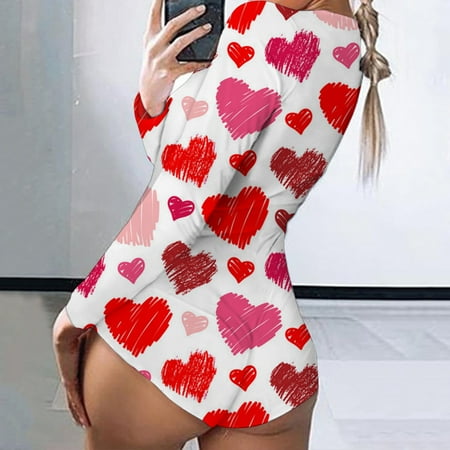 

FZM Women Print Long Sleeve Nightwear Jumpsuit Bodysuit Playsuit Romper
