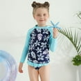 thumbnail image 6 of Uccdo Toddler Girls Rashguard Swimsuit Set, Little Girl Long Sleeve Floral Bathing Suits Swimwear, 2 Pieces, 1-9T, 6 of 8