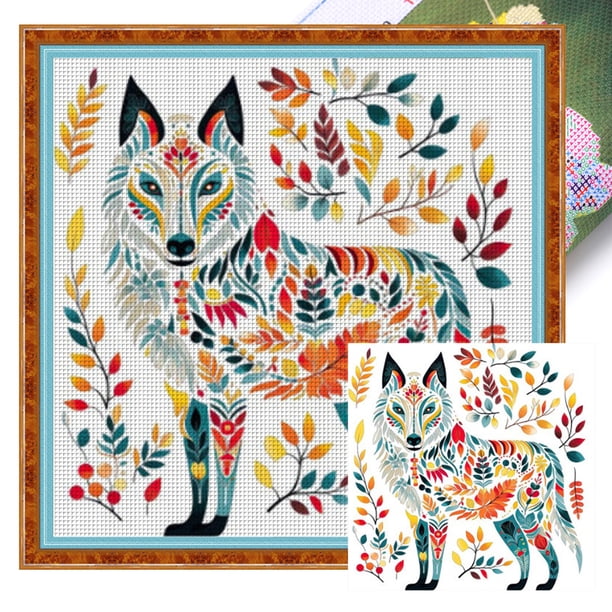 Hilo Algodón Ecológico Bordado Kit Punto Animal Impreso 11CT Obra Arte 50x50cm