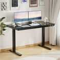 thumbnail image 2 of CHITOOMA Glass Top Electric Standing Desk with Drawer, 48'' x 24'' Electric Height Adjustable Desk with USB Charging Ports, Sit Stand up for Home Office, 2 of 7