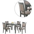 thumbnail image 5 of 5 Piece Dining Table and Chairs Set, Wooden Table and 4 High Back Chairs with Cushion Seats, Accent Side Table Set for Dining Room Living Room Kitchen, Oak, 5 of 8
