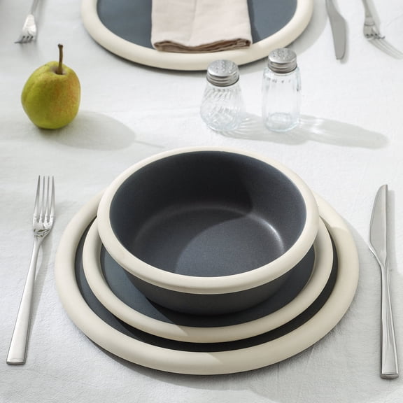 Stone Lain Capri 12-Piece Dinnerware Set Stoneware, Grey