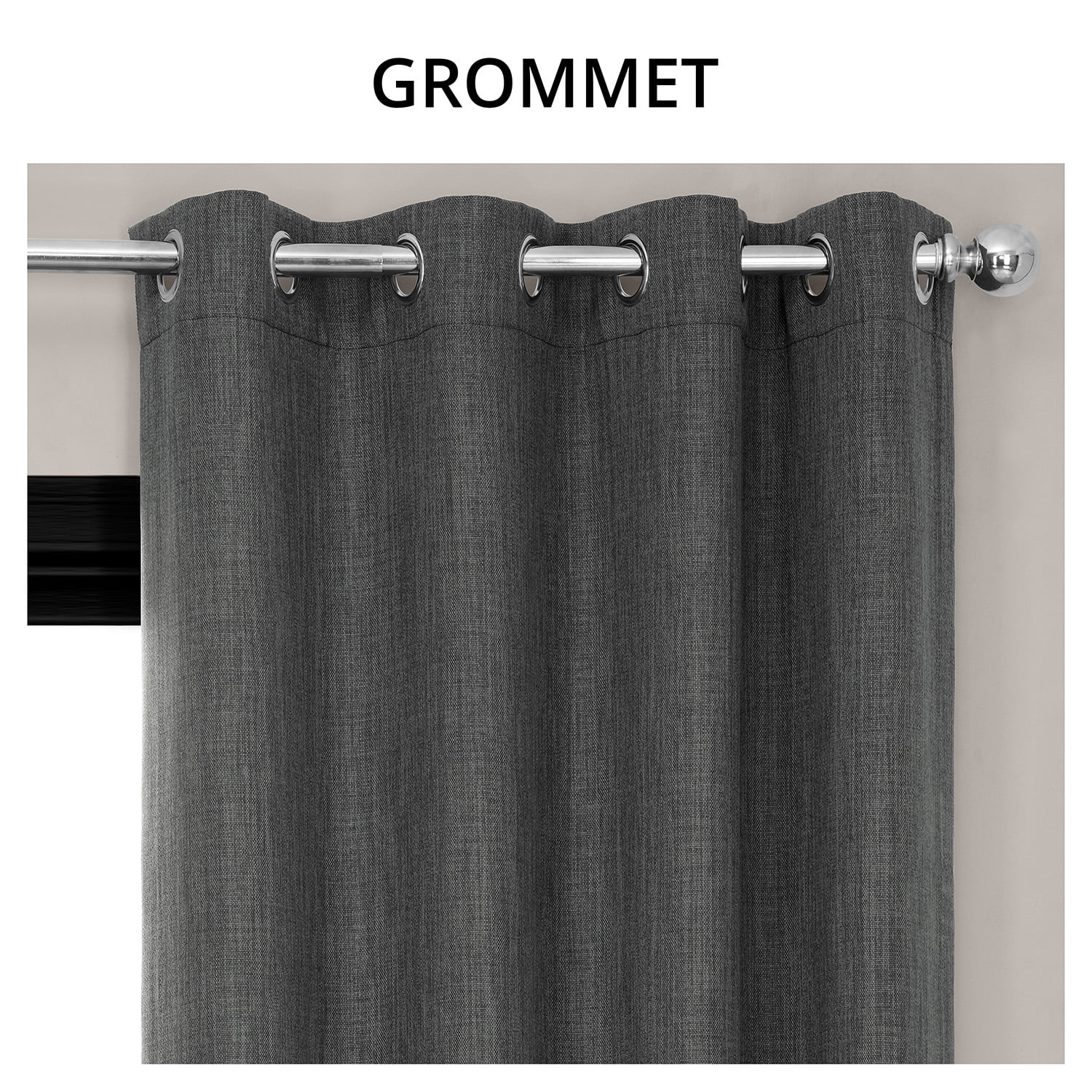 HPD Half Price Drapes Dark Gravel Grommet Faux Linen Room Darkening Curtains for Bedroom & Living Room Curtains (1 Panel), Door & Window Curtains 120 inches long, Grommet Curtains, 50W X 120L