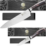 Kessaku 8-Inch Chef & 3.5-Inch Paring Knife Set - Samurai Series - Forged High Carbon 7Cr17MoV Stainless Steel - Pakkawood Handle with Blade Guards