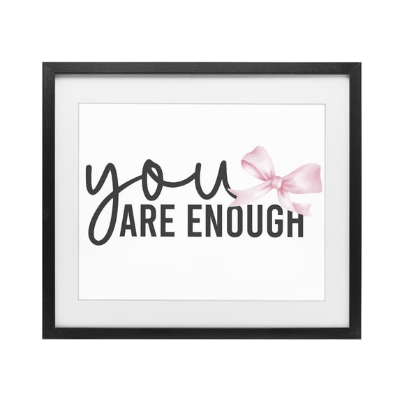 Stupell Industries Cottage You Are Enough with Ribbon Black Framed Print Under Glass, 16 x 13, by Kim Allen