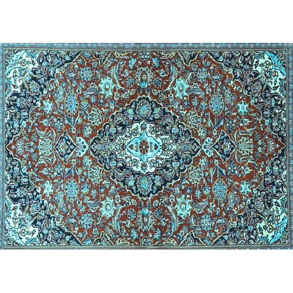 Ahgly Company Indoor Rectangle Persian Light Blue Traditional Area Rugs, 7' x 10'