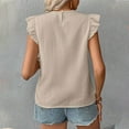 thumbnail image 4 of Hvot&aat Women's New Crewneck Embroidered Tops Ruffle Short Sleeve Flowy Babydoll Blouse Boho Textured Pullover, 4 of 4