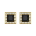 thumbnail image 3 of 14K Solid Gold Screw Back Stud Earrings for Women | 2.24 cttw Princess Cut Natural Onyx | Yellow Gold, 3 of 5
