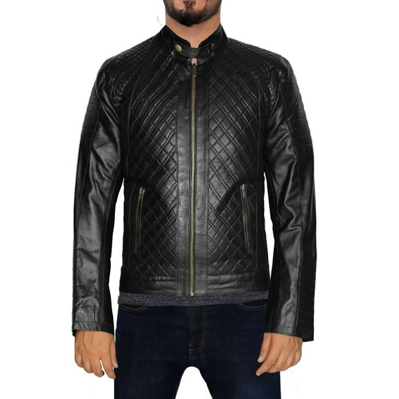 NomiLeather lambskin leather jacket men – black leather jacket and leather jackets for men BLACK Large