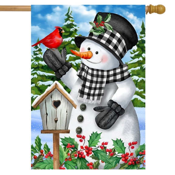 Briarwood Lane Checkered Snowman Winter House Flag