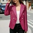 thumbnail image 2 of Women Office Jackets Plaid Printing Long Sleeve Turn Down Collar Stylish Suit Coat for Spring Autumn Red S, 2 of 6
