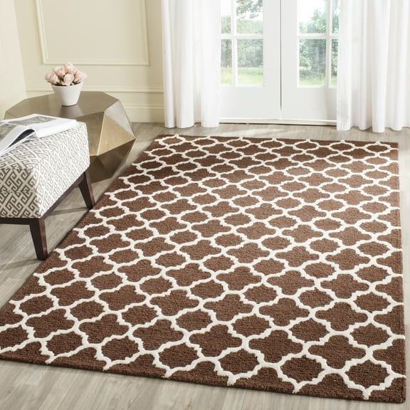 SAFAVIEH Cambridge Leonard Geometric Wool Area Rug, Dark Brown/Ivory, 2'6" x 4'