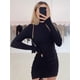 thumbnail image 4 of Vestido ajustado de manga larga para mujer, minivestido ajustado de cuello alto, color negro, para fiesta y otoño, 4 of 5