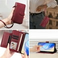 thumbnail image 5 of Funda para OnePlus Nord 2 Lite con cremallera tipo cartera, tarjetero, marco de fotos, soporte y cordón, de piel sintética. rojo, 5 of 5