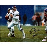 Phil Simms Autographed in Blue Pass in Snow 16" x 20" Photograph