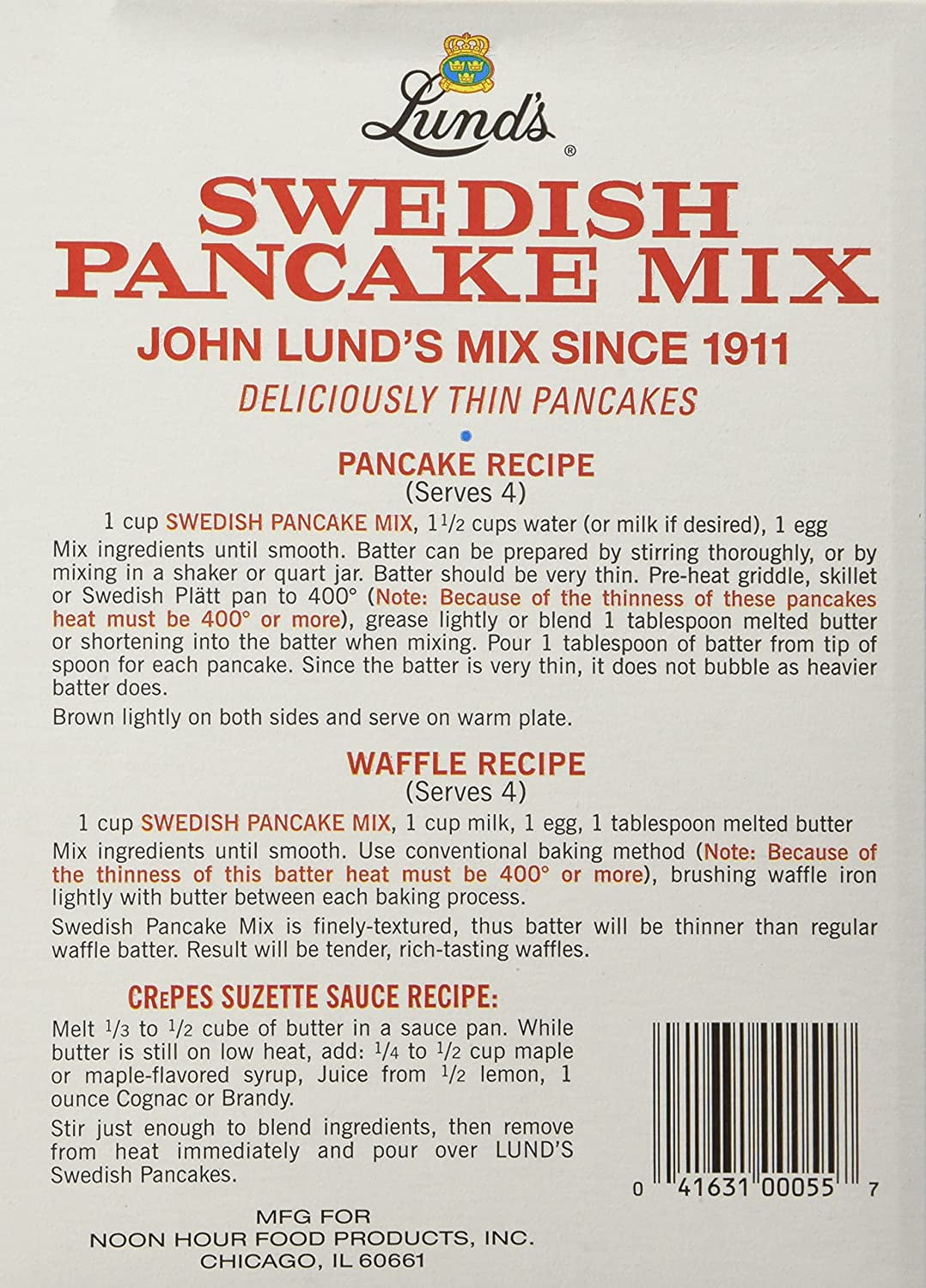 Lunds Swedish Pancake Mix, 12 OZ (Pack of 12)
