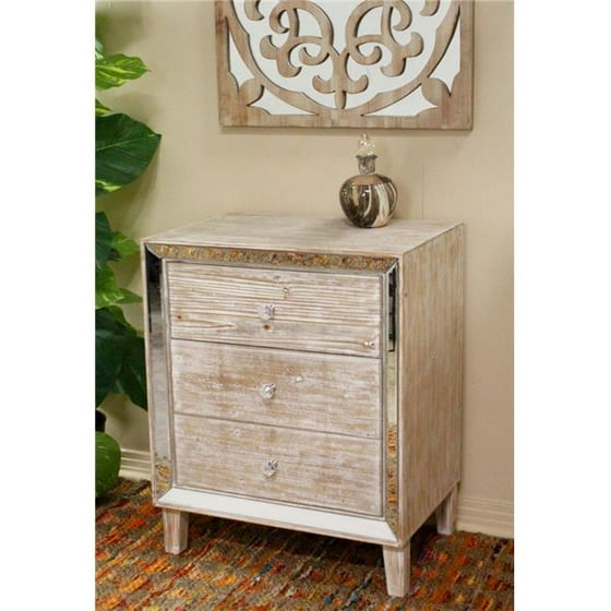 Avery 3 Drawer Accent Cabinet With Mirror Accents White Washed Avery 3 Drawer Accent Cabinet With Mirror Accents White Washed Com