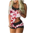 thumbnail image 2 of Vetsdori Womens Sleeveless Pajamas Sets 2 Pieces Casual Homewear Summer Shorts & Top,Heart Print Holiday Loungewear Sleepwear PJ Sets for Women Lace, 2 of 6