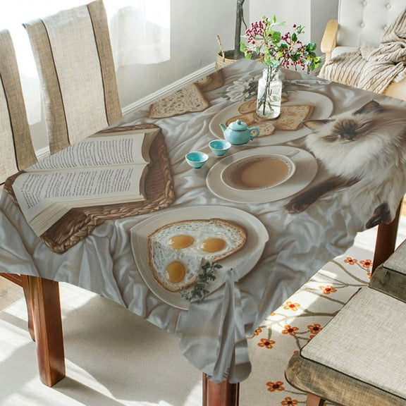BZSMCE Square Tablecloth Sleep Cat Pattern Tableclothes