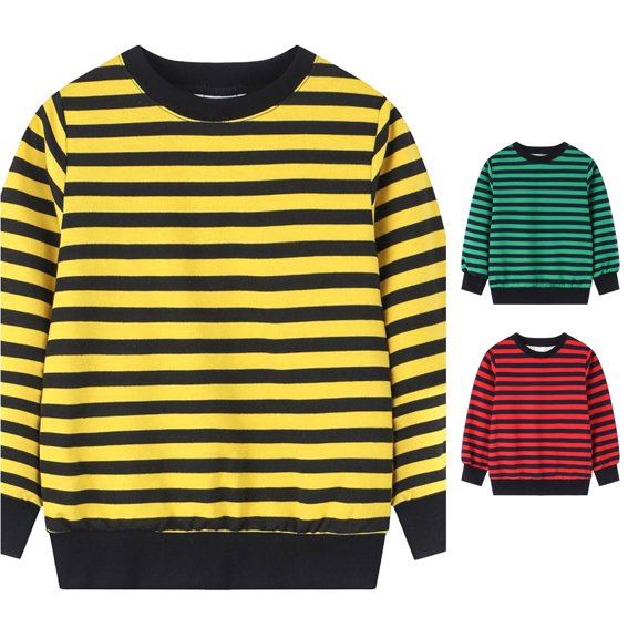 XIAOCHA Mens Striped Sweatshirt Crew Neck Long Sleeve Pullover Top Daily Casual Crewneck Sweatshirt, Yellow, Sizes L