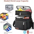 thumbnail image 5 of Lunch Bag& Lunch Box for Men Women Double Deck,Large Insulated Adult Lunch Box Leakproof Lunchbox Cooler Bag for Work Picnic Beach, Black, 5 of 6