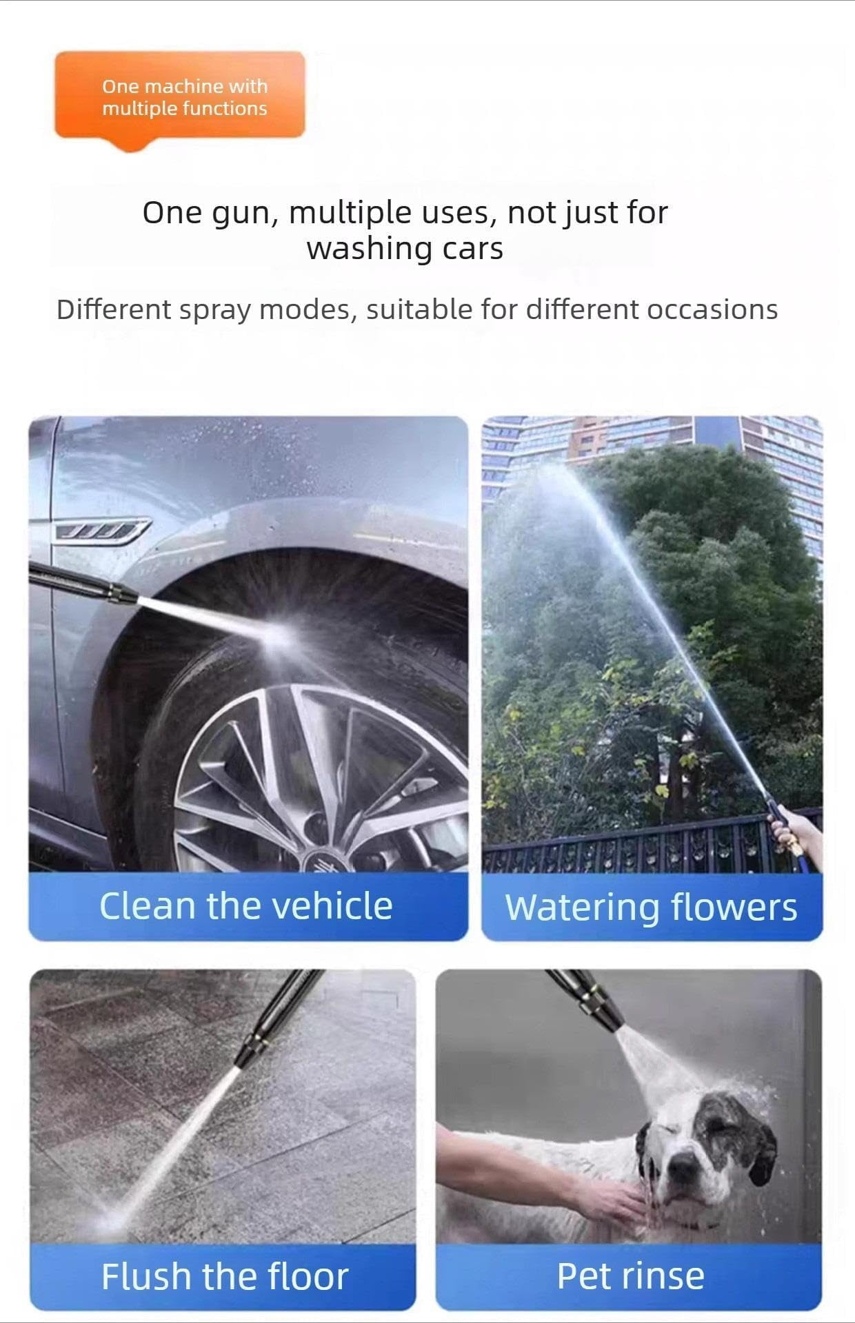 Home High-Pressure Car Wash Water Gun with Booster Nozzle, High-Pressure Home Car Wash Water Gun & Hose Set, Multi Function Lawn & Garden Watering Sprayer for Plant Watering Lawn Car