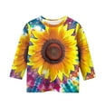 thumbnail image 4 of Spazoro Toddler Girls 3/4 Sleeve Shirts, Round Neck Tie Dye Spring and Fall Casual Fashionable Tops for Girls Multicolor Size 9-10T, 4 of 5