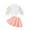 Pink, variant on Odeerbi Kids Girls Spring Fall Outfits Tulle Sleeve Shirt with Tiered Skirt Set College Style Solid Color V-neck Shirt Pleated Skirt Set Kids Clothes Pink