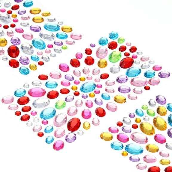 Uxcell 535 Pcs Gems Stickers for Crafts, 5 Sheet Self-Adhesive Gems Bling Oval Rhinestone Stickers, Multicolor