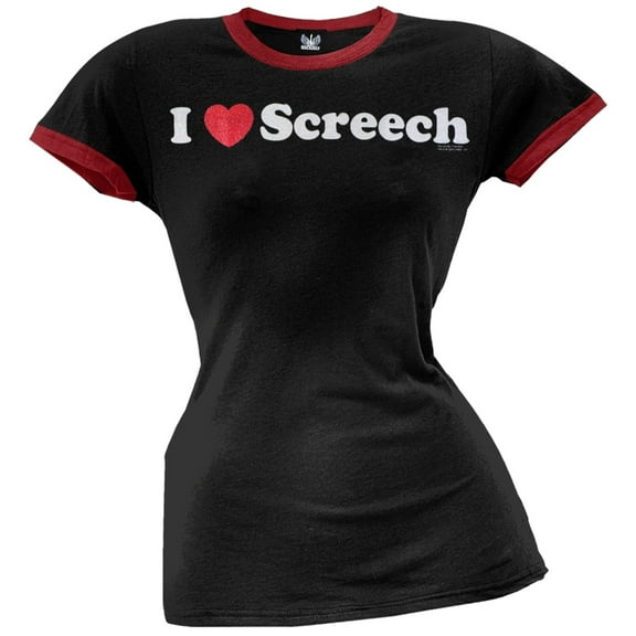 Saved By The Bell - I Heart Screech Juniors Ringer T-Shirt  - Medium