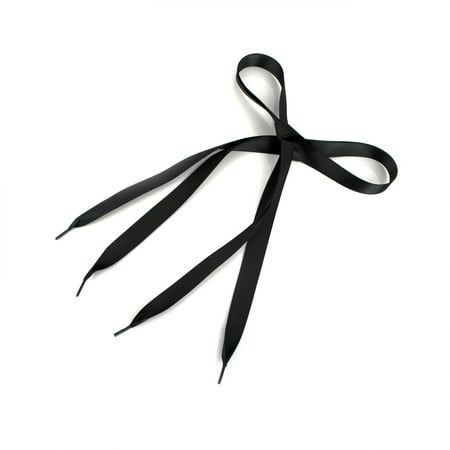 45 Inch Black Satin Cape - TopTie Flat Satin Shoelaces Wide Ribbon Shoelaces Black 45 Inch