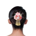 thumbnail image 4 of BRIGHTFUFU Pinzas para el cabello de estilo japonés Horquillas para el cabello hechas a mano Pasador en forma de flor Mujeres Tocado Kimono Accesorios Rosa, 4 of 8