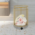 thumbnail image 4 of Modern Laundry Hamper on Wheels, 14.17in Round Gold Frame, Ventilated Mesh & Towel Rail, 55lb Capacity, Easy-Move Storage Cart, 4 of 15