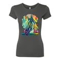 thumbnail image 2 of Colorful Horse Head Animal Lover Womens Slim Fit Junior Tee, Dark Grey, Large, 2 of 3
