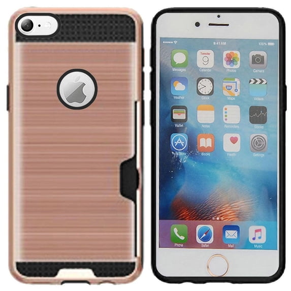 Apple iPhone 6/6s Case, by Insten Hard Plastic/Soft TPU Rubber Case Cover w/ID/Credit Card Slot For Apple iPhone 6/6s
