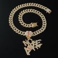 thumbnail image 3 of Colgante de cadena de clavícula para hombre con letras del alfabeto empalmadas con diamantes estilo hip hop, collar con letras cubanas y rompecorazones, 3 of 5