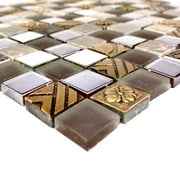 Abolos- Monarchy 1" x 1" Glass and Stone Mosaic Tile in Antigua (4.9sqft / 5sht Box)