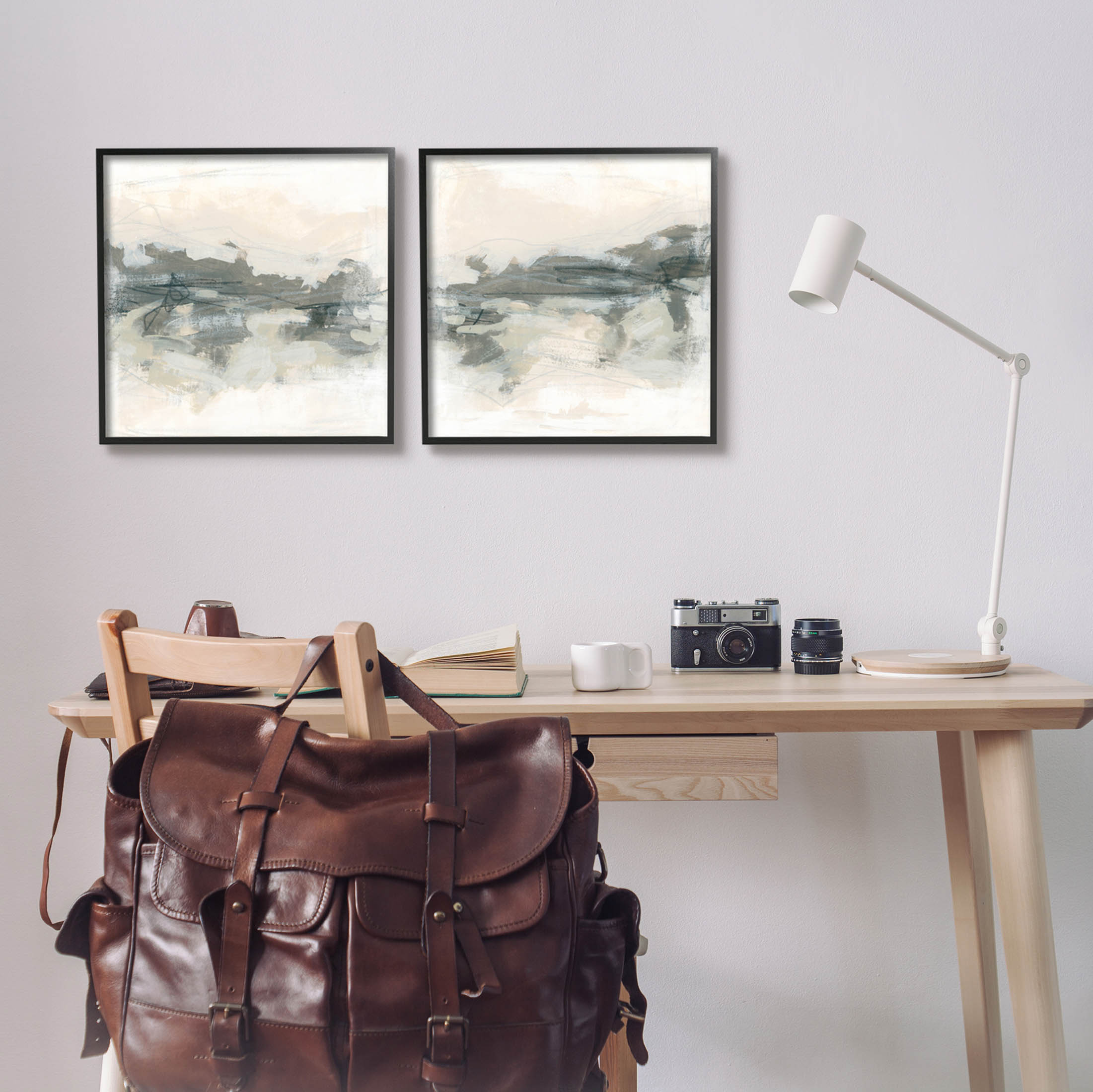 Stupell Industries Modern Abstract Scribble Composition Painting Black Framed Art Print Wall Art, Set of 2, Design by June Erica Vess