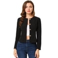 thumbnail image 1 of Chaqueta De Mujer Con Botones Cortos Y Ligeros Vintage De Otoño Con Bolsillos Negro M, 1 of 6