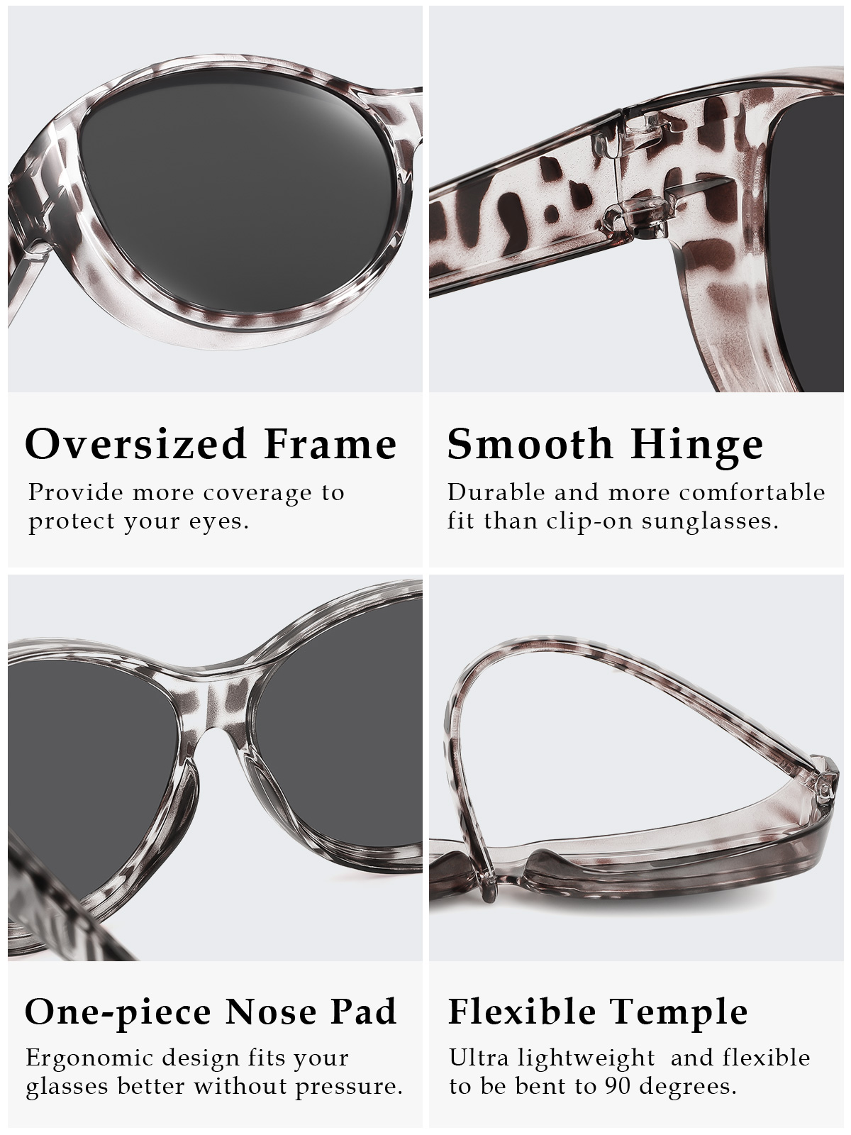 TINHAO Fit Over Oversized Sunglasses for Women, Leopard photo 5