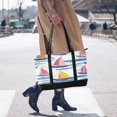 thumbnail image 4 of FORMRS Canvas Laptop Tote Bag for Women with 15.6" Computer Compartments Shoulder Handbag, Pink Hand Drawn Sailboats, 4 of 7