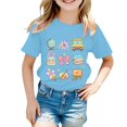 thumbnail image 2 of UACY Girls Cute School Graphic T Shirt Short Sleeve Crew Neck Cotton Casual Summer Tee for Back to School (Light Blue, 8-9 Years), 2 of 7