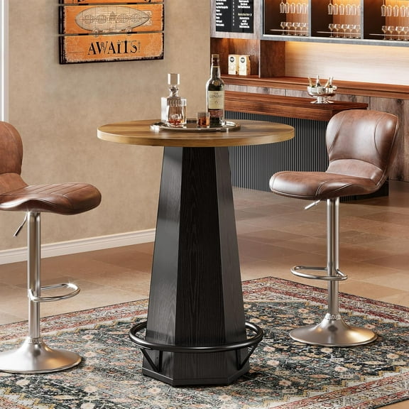 39.4" H Bar Pub Table, Round Bistro Cocktail Table, Industrial Home Bar High Top Unit（1PC)