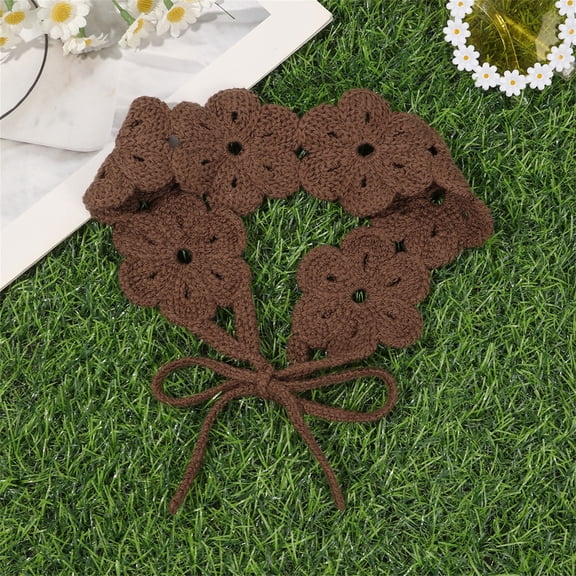Gymayou Boho Headbands for Women Adjustable Tie Headband Floral Crochet Hair Bandana for Women Hair Accessories Coffee
