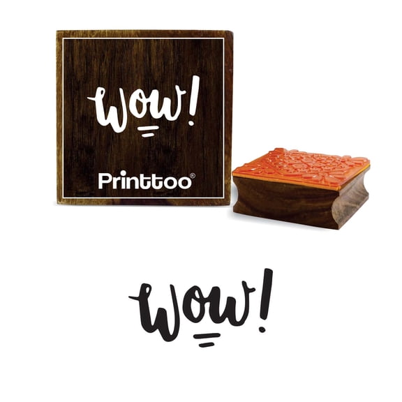Printtoo Diary Card Wow Text Design Square Wooden Rubber Stamp Scrap-booking-2 x 2 Inches