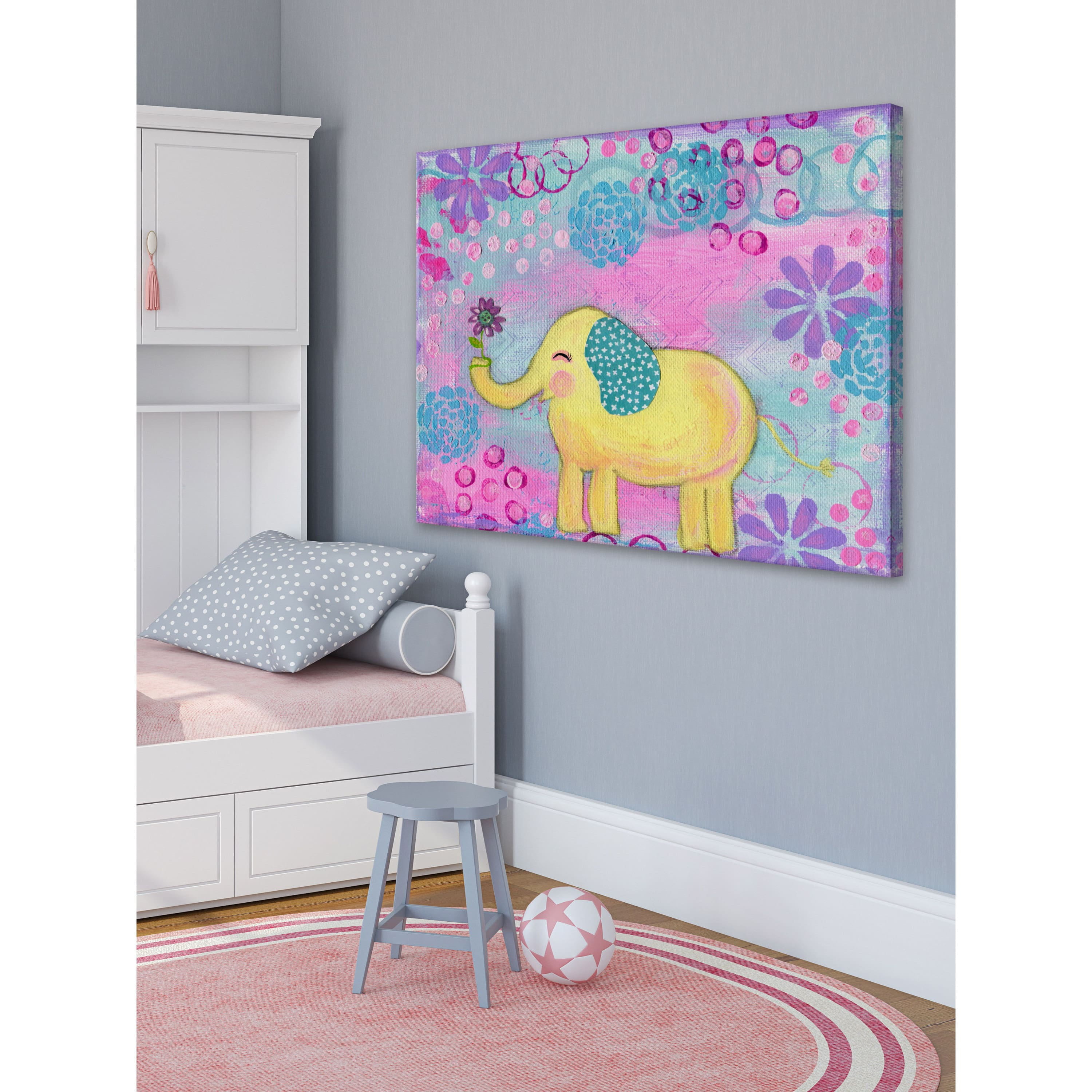 Marmont Hill "Yellow Elephant" by Jill Lambert Painting Print on Wrapped Canvas