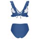 thumbnail image 5 of Trajes de Baño de Mujer de Cintura Alta Cuello en V Ruffle Sólido, Ajuste Apretado Reunión Dividido Conjunto Sexy, 5 of 7