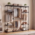 thumbnail image 5 of LEDREM Freestanding Closet Organizer with Shelves & Hanging Rods , Portable Wardrobe for Bedroom/Cloakroom , 4-Tier Storage Rack , Easy Tool-Free Assembly ,Black, 5 of 7
