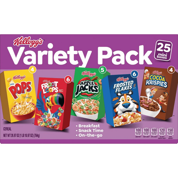 Kellogg's Assorted Cereal Variety Pack, 25 pk.