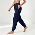 thumbnail image 4 of Womens Tapered Joggers Stylish Casual Waist Elastic Drawstring Sweatpants Winter Soft Comfy Solid Color Sweatpants with Pockets Navy S, 4 of 6
